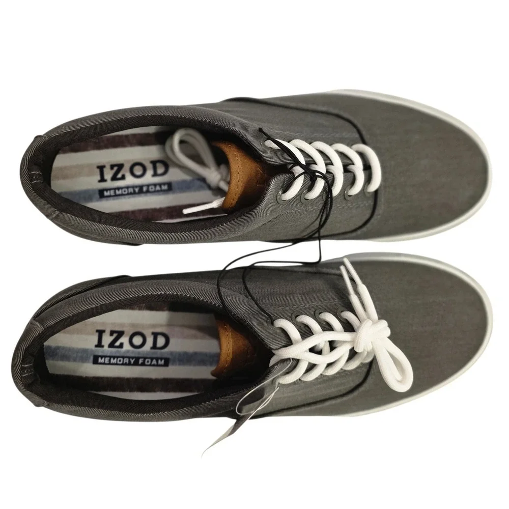Izod Men's Rangley Gray Lace-Up Casual Canvas Boat Shoes Sneaker Size 10 Grey